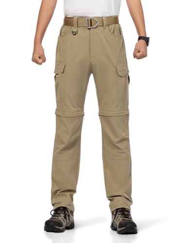 Men's Convertible Hiking Pants Waterproof Quick Dry Zip-Off Lightweight Tactical Multi-Pocket Outdoor Fishing Safari Trousers