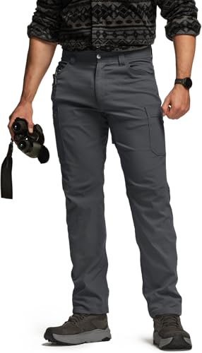 Men's Active Flex Tactical Pants, Water Resistant Lightweight Stretch Cargo Work Hiking Pants