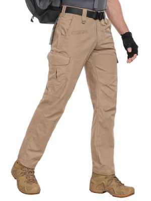 Men's Cargo Pants Ripstop Water Resistant Hiking Work Pants Outdoor Multi Pockets Army Tactical Pants (Not Belt)