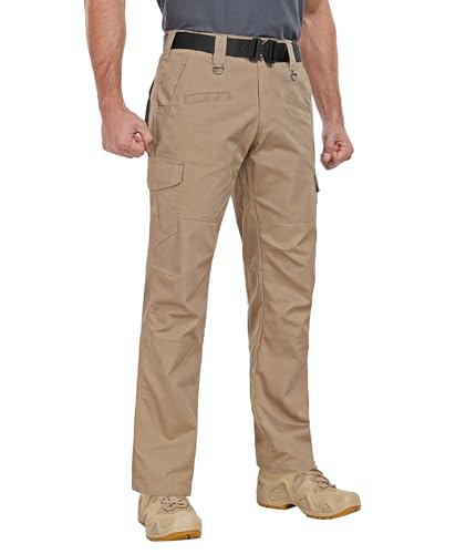 Men's Cargo Pants Ripstop Water Resistant Hiking Work Pants Outdoor Multi Pockets Army Tactical Pants (Not Belt)
