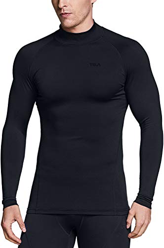 Men's Thermal Long Sleeve Compression Shirts, Mock/Turtleneck Winter Sports Running Base Layer Top