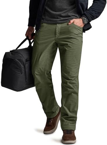 Men's Winter Fleece Lined Pants, Water-Resistant Outdoor Stretch Work Pants, Windproof Casual Pants with Pockets