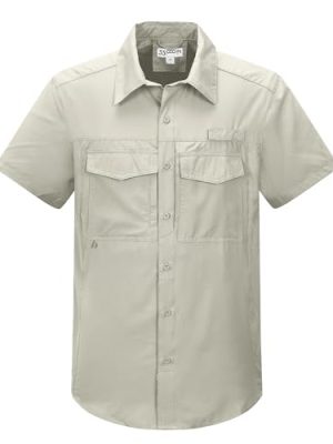 Men's Fishing Shirts Lightweight Cool Quick Dry Sun Protection UV Short Sleeve Shirt for Casual Hiking Safari Travel