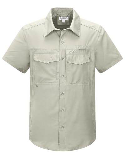 Men's Fishing Shirts Lightweight Cool Quick Dry Sun Protection UV Short Sleeve Shirt for Casual Hiking Safari Travel