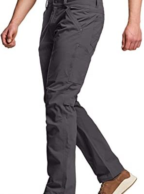 Men's Vent Stretch Pants, Quick Dry Lightweight Casual Cargo Pants, Water Resistant Straight-Fit Utility Work Pants