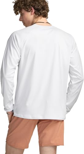 Men's Rashguard Swim Shirts, UPF 50+ Cool Running Workout Loose-Fit Long Sleeve