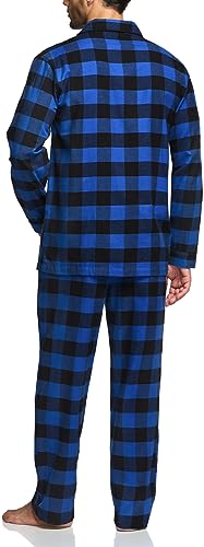 31DpzJgin2L.jpg Men's 100% Cotton Plaid Flannel Pajama Set, Brushed Soft Lounge & Sleep PJ Top & Bottom with Pockets