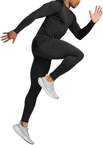 Men's Thermal Long Sleeve Compression Shirts, Athletic Base Layer Top, Winter Gear Running T-Shirt