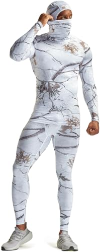 Men's Long Sleeve Workout Shirts Hoodie with Mask, UPF 50+ Cool Dry Fit Sports Compression Shirts
