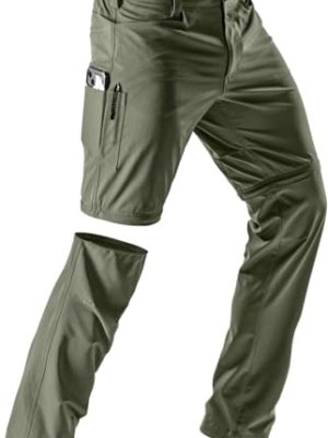 Men's Convertible Cargo Tactical Pants, Water Resistant Outdoor Hiking Pants, Zip Off Lightweight Stretch Work Pants
