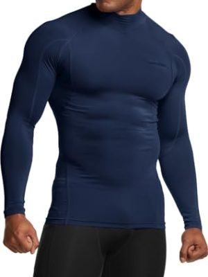 Men's UPF 50+ Mock Long Sleeve Compression Shirts, Athletic Workout Shirt, Base Layer for Water Sports