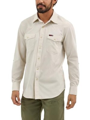 Wrangler Men's Short Sleeve  Drover Utility Shirt 112360557 (US, Alpha, X-Large, Regular, Regular, Pelican)