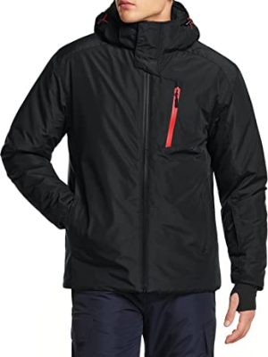 Men's Winter Ski Jacket, Waterproof Warm Insulated Snow Coats, Cold Weather Windproof Snowboard Jacket with Hood