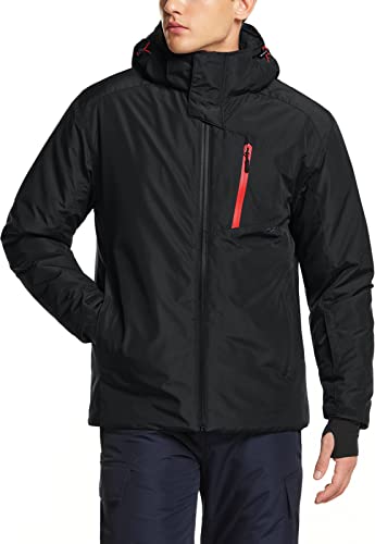 Men's Winter Ski Jacket, Waterproof Warm Insulated Snow Coats, Cold Weather Windproof Snowboard Jacket with Hood