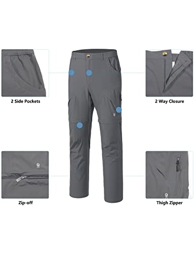 Men's Stretch Convertible Pants Zip-Off Lightweight Quick-Dry Hiking Fishing Travel Pants