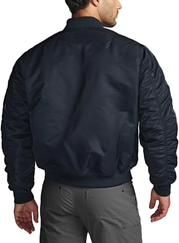 Men's Casual Bomber Jacket, Outdoor Fall/Winter Zip-Up Windbreaker, Water Resistant Padded MA-1 Flight Jacket with Pocket