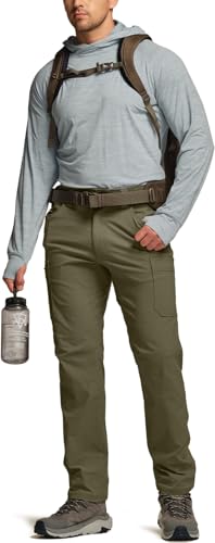 Men's Active Flex Tactical Pants, Water Resistant Lightweight Stretch Cargo Work Hiking Pants