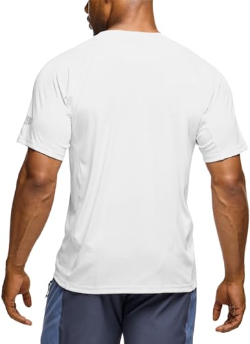 Men's Rashguard Swim Shirts, UPF 50+ Protection Quick Dry, Stretch Comfort Fit, Flatlock Seams, Outdoor & Water Sports