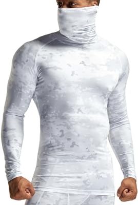 Men's UPF 50+ Mock Long Sleeve Compression Shirts, Athletic Workout Shirt, Base Layer for Water Sports