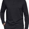 Men's Quarter Zip Thermal Pullover Shirts, Winter Fleece Lined Lightweight Running Sweatshirt