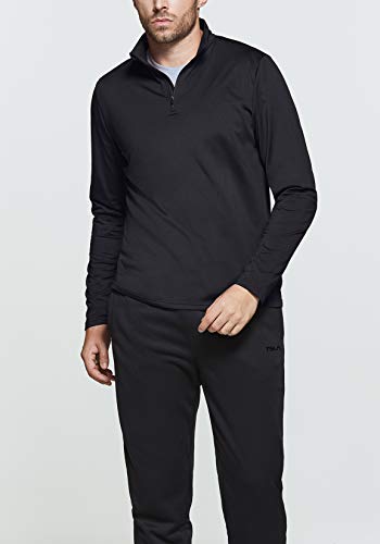 Men's Quarter Zip Thermal Pullover Shirts, Winter Fleece Lined Lightweight Running Sweatshirt