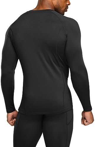Men's Thermal V-Neck Long Sleeve Compression Shirts, Athletic Base Layer Top, Winter Gear Running T-Shirt