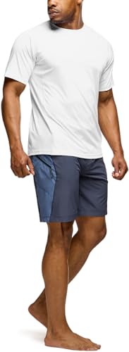 Men's Rashguard Swim Shirts, UPF 50+ Protection Quick Dry, Stretch Comfort Fit, Flatlock Seams, Outdoor & Water Sports