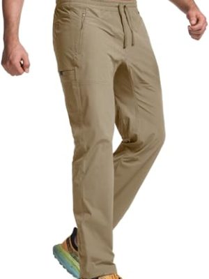 Men's Lightweight Vent Hiking Pants, Water-Resistant & Breathable Sports Outdoor Athletic Pants with Elastic Waist