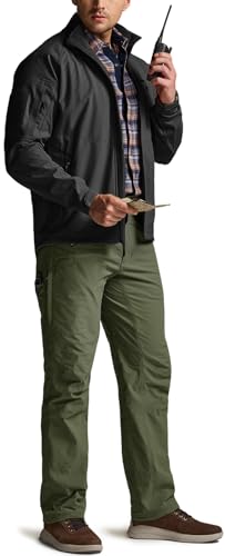 Men's Winter Fleece Lined Pants, Water-Resistant Outdoor Stretch Work Pants, Windproof Casual Pants with Pockets
