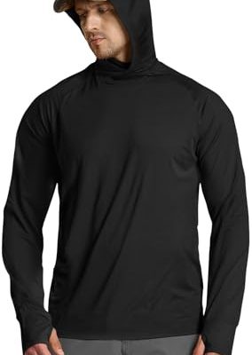 Men's UPF50+ Sun Protection Shirts, Quick Dry Long Sleeve Rash Guard, Athletic Running Workout Fishing Cooling Shirts