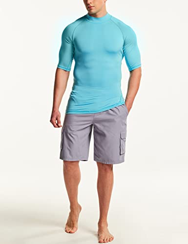 31n28dkptbL.jpg Men's Rash Guard Swim Shirts, UPF 50+ Quick Dry Mid/Short Sleeve Swimming Shirt, UV/SPF Water Surf Shirts