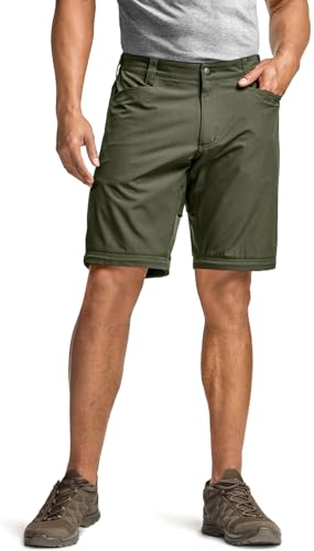 Men's Convertible Cargo Tactical Pants, Water Resistant Outdoor Hiking Pants, Zip Off Lightweight Stretch Work Pants