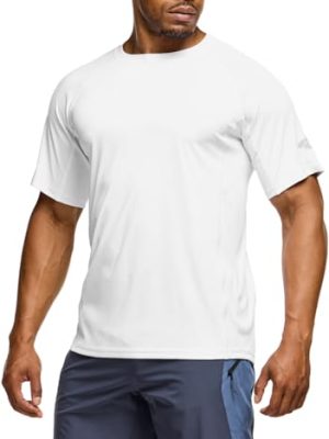 Men's Rashguard Swim Shirts, UPF 50+ Protection Quick Dry, Stretch Comfort Fit, Flatlock Seams, Outdoor & Water Sports