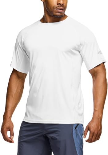 Men's Rashguard Swim Shirts, UPF 50+ Protection Quick Dry, Stretch Comfort Fit, Flatlock Seams, Outdoor & Water Sports