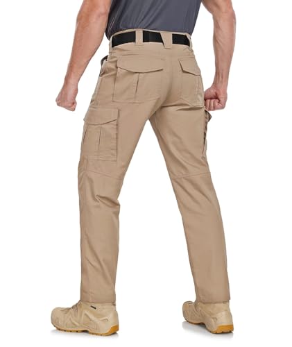 Men's Cargo Pants Ripstop Water Resistant Hiking Work Pants Outdoor Multi Pockets Army Tactical Pants (Not Belt)
