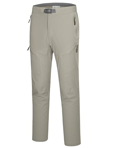 Men's Lightweight Fishing Pants with Belt 5 Zip Pockets Waterproof Quick-Dry Travel Hiking Outdoor Pants