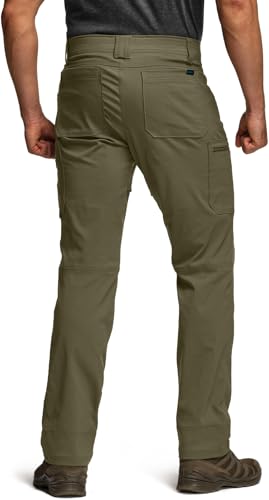 Men's Active Flex Tactical Pants, Water Resistant Lightweight Stretch Cargo Work Hiking Pants