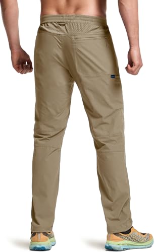 Men's Lightweight Vent Hiking Pants, Water-Resistant & Breathable Sports Outdoor Athletic Pants with Elastic Waist