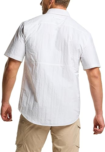 41-nU9gppnL.jpg Men's Performance Fishing Shirt, Outdoor Recreation Short Sleeve Shirt, UPF 50+ Breathable Button Down Shirts