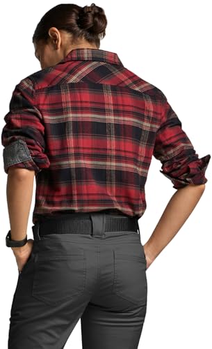 410D9wco1ZL.jpg Women's Plaid Flannel Shirt Long Sleeve, All-Cotton Soft Brushed Casual Button Down Shirts