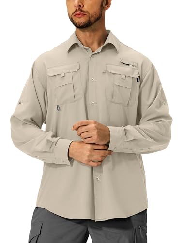 410k4mrguaL.jpg Men's Sun Protection Fishing Shirts Lightweight Long Sleeve UPF 50+ Travel Work Hiking Shirts with Pockets
