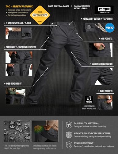 410zzzgVyQL.jpg Men's Flex Stretch Tactical Pants, Water Resistant Ripstop Cargo Pants, Lightweight EDC Outdoor Work Hiking Pants