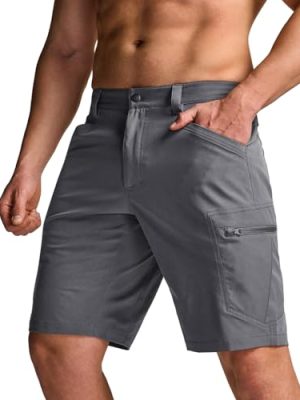 Men's Quick Dry Stretch Hiking Cargo Shorts, Lightweight Water Resistant Tactical Casual, Golf & Outdoor with Pockets