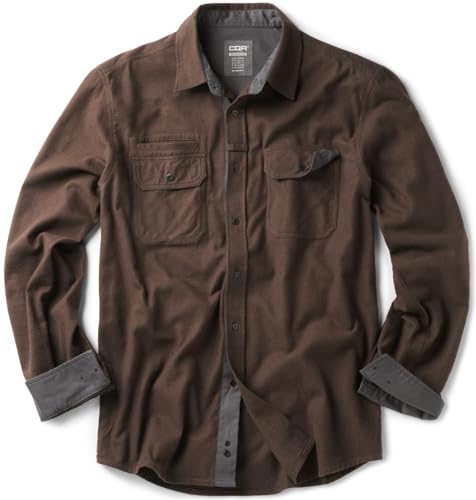 Men's Flannel Button Down Shirts, Soft Cotton Plaid Long Sleeve Tactical Work Shirt, Warm Outdoor Essential with Pocket