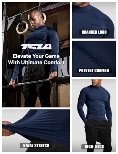 4170iaE1XYL.jpg Men's UPF 50+ Mock Long Sleeve Compression Shirts, Athletic Workout Shirt, Base Layer for Water Sports
