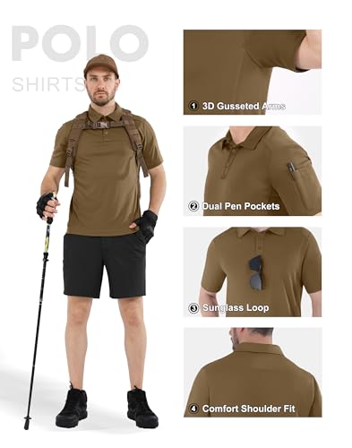 419GV1oNP8L.jpg Men's Polo Shirts Quick Dry Performance Tactical Shirt Collared Golf Shirts Short Sleeve Casual Work Polos
