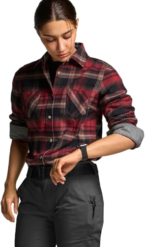 419K9pUSgQL.jpg Women's Plaid Flannel Shirt Long Sleeve, All-Cotton Soft Brushed Casual Button Down Shirts