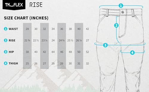 Rise Men's Technical Outdoor Hiking Cargo Pants Water Resistant Lightweight Cotton Nylon Work Pants for Men 8 Pockets