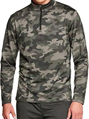 Men's Quarter Zip Thermal Pullover Shirts, Winter Fleece Lined Lightweight Running Sweatshirt
