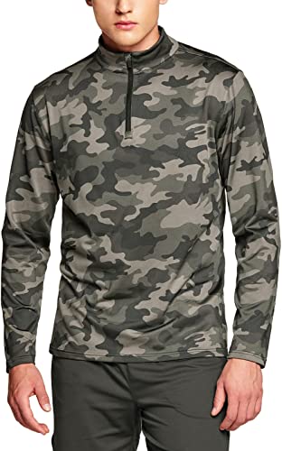 Men's Quarter Zip Thermal Pullover Shirts, Winter Fleece Lined Lightweight Running Sweatshirt